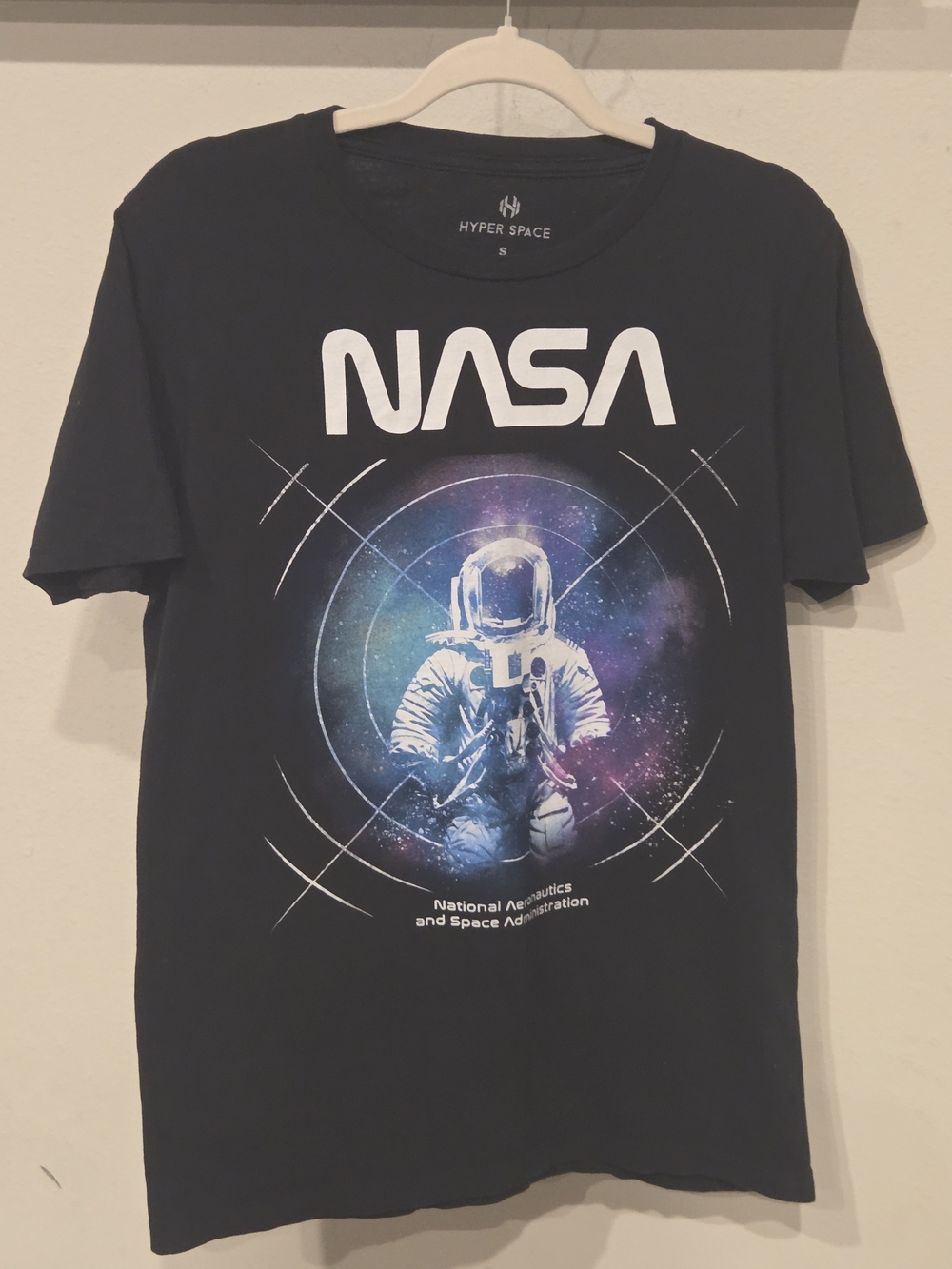 NASA Black Graphic Tee with White Print